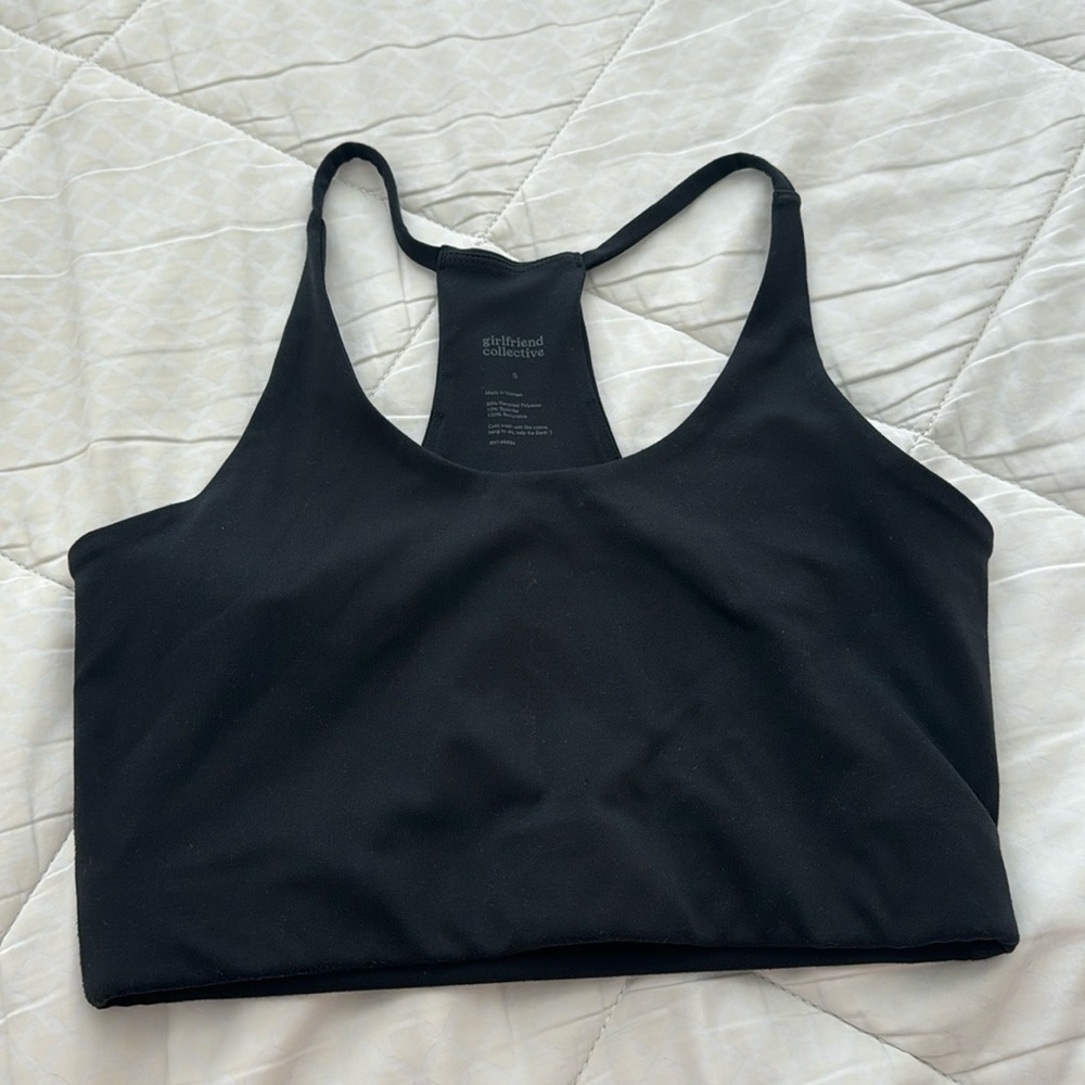 GIRLFRIEND COLLECTIVE Cleo Halter Bra in Black Size S